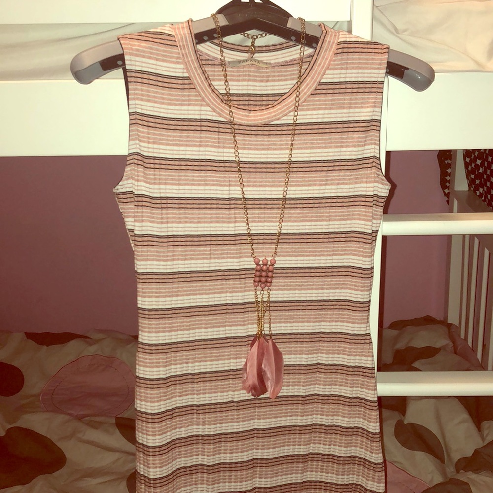 Pink dress with necklace